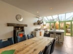 Dining table with log burner Dining table with log burner